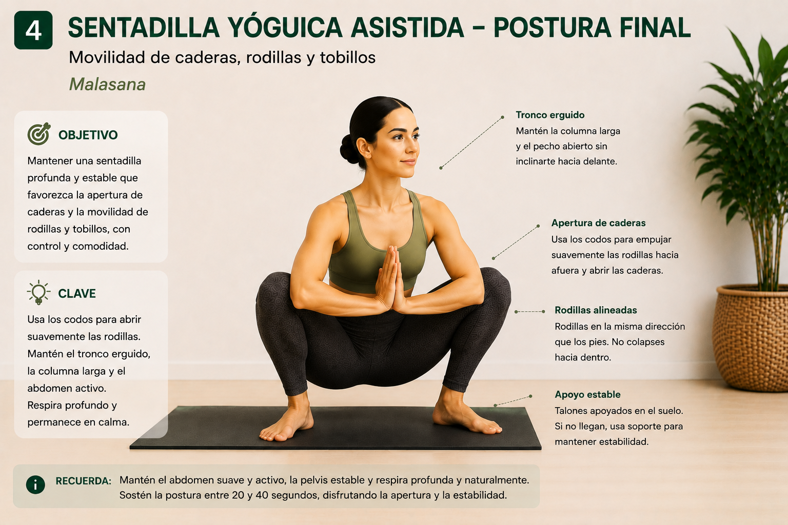 Sentadilla yóguica asistida