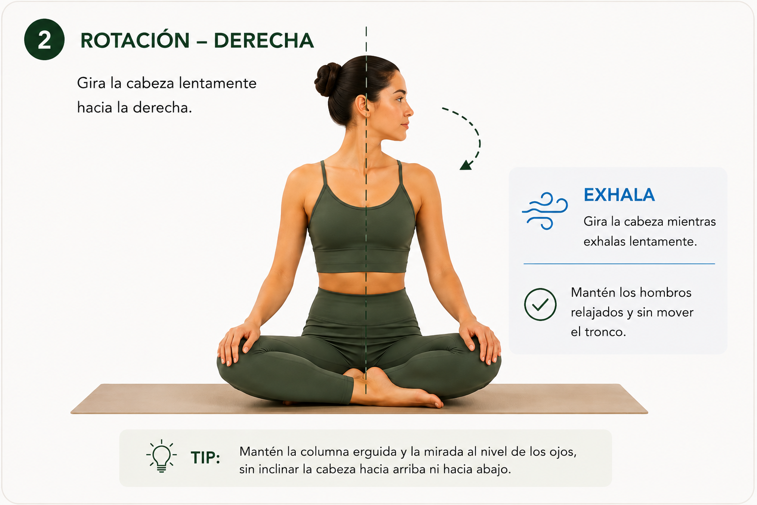 Rotación cervical en Sukhasana